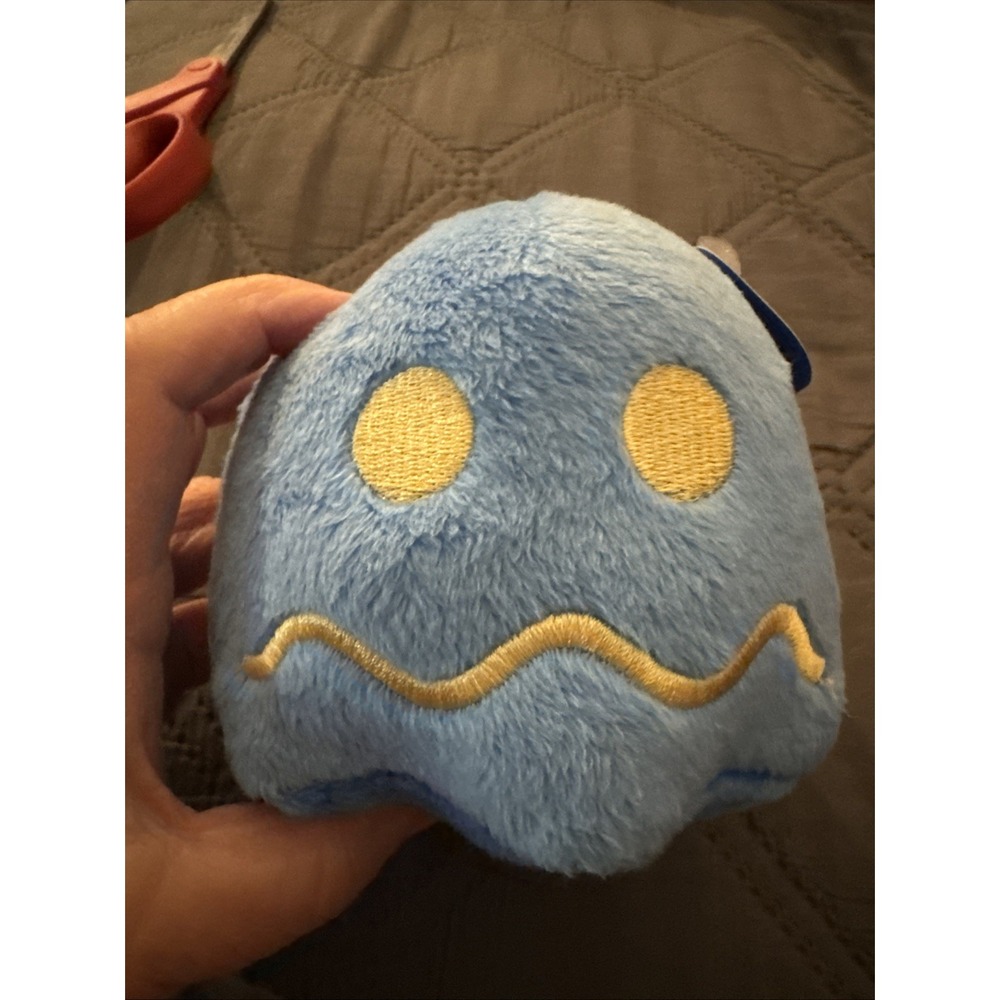 Bandai Namco Ms Pac Man Plush 4" Blue Ghost Inky Vulnerable Stuffed Figure Toy